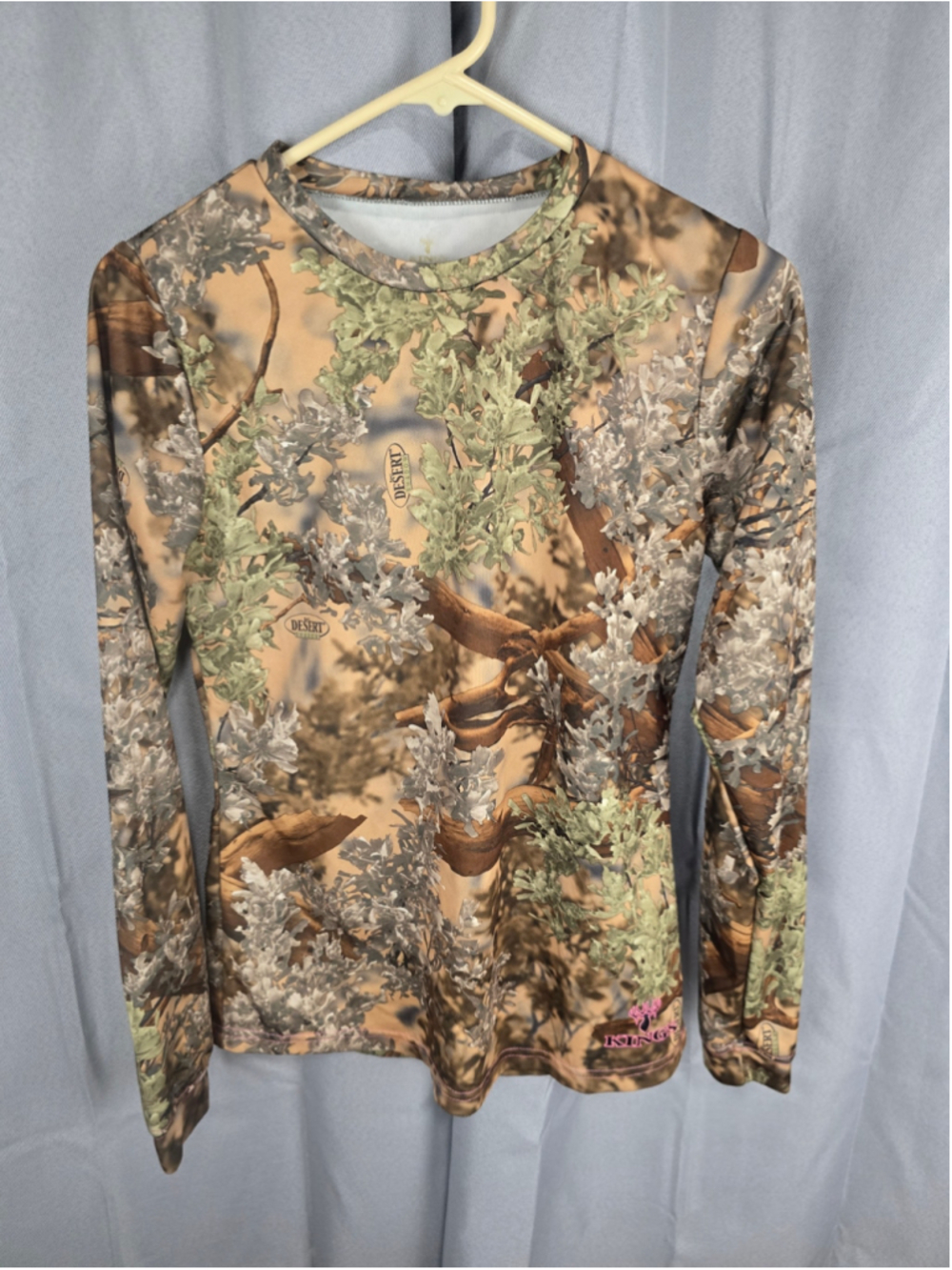 Women's King's Camo Long Sleeve Tee Size S Beige Green